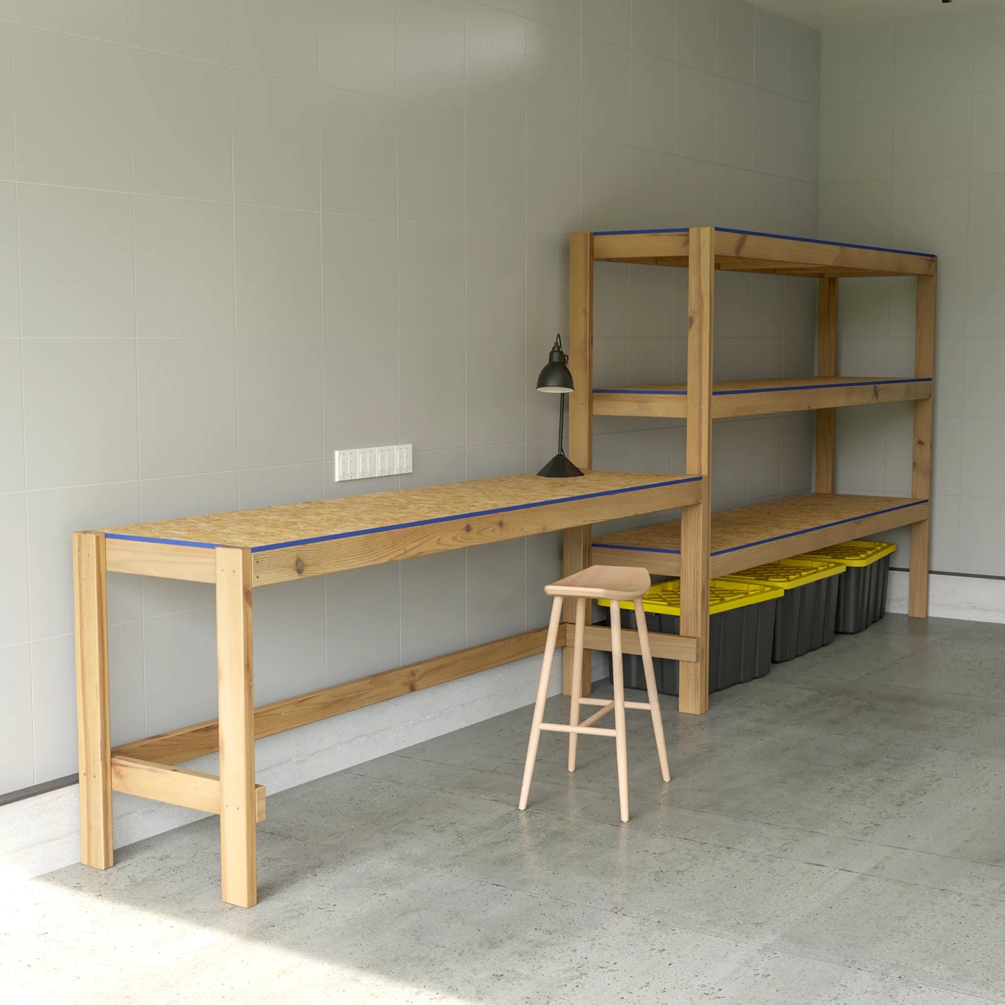 DIY Garage Shelves With Work Bench Plans (PDF Guide)