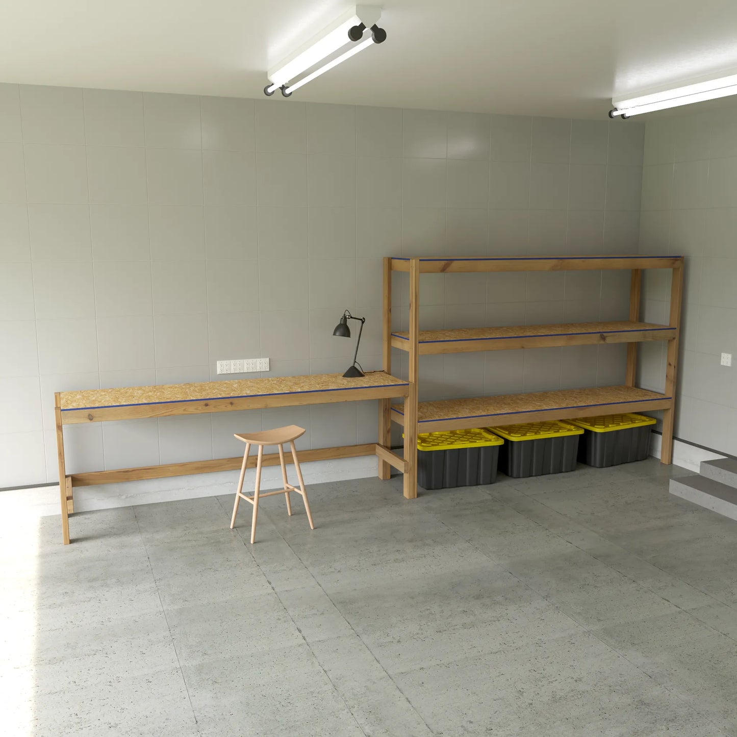 DIY Garage Shelves With Work Bench Plans (PDF Guide)