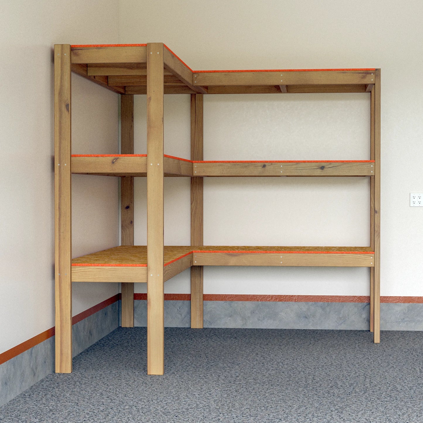 DIY L-Shaped Garage Shelves Plans (PDF Guide)