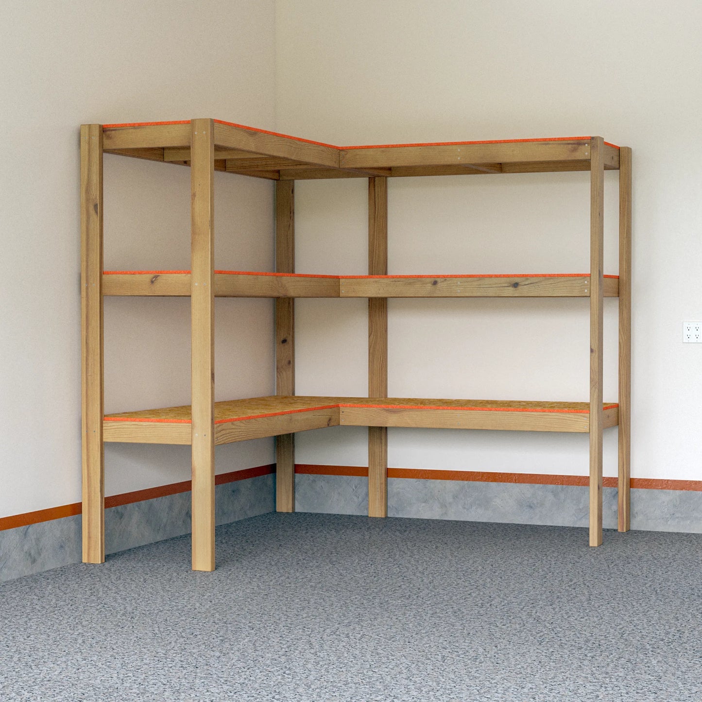 DIY L-Shaped Garage Shelves Plans (PDF Guide)