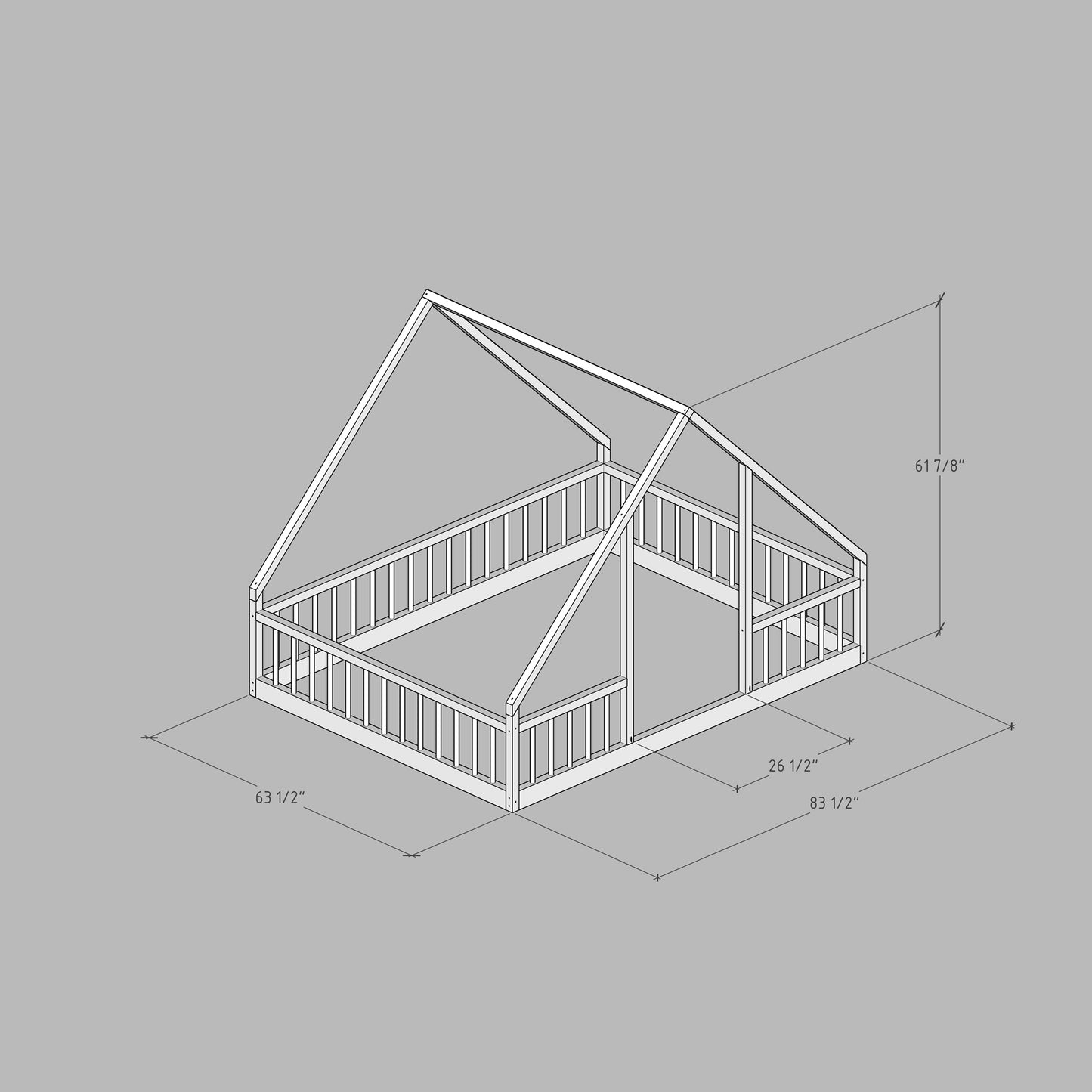 DIY, PDF, Montessori Floor House Bed Plans, US Queen Size