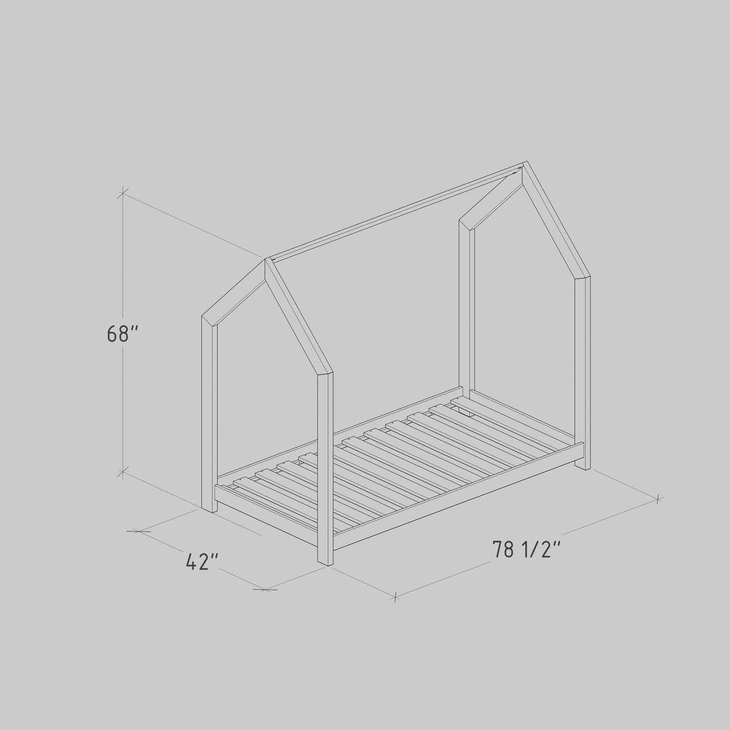 DIY, PDF, House Bed Frame Plans, US Twin Size