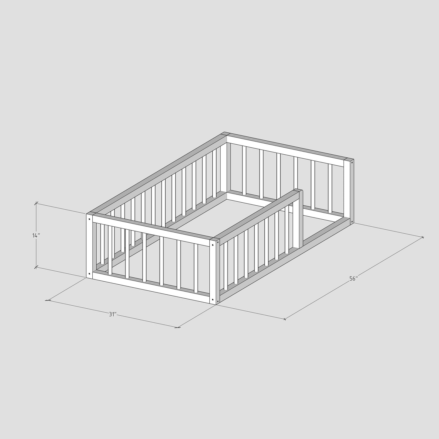 DIY, PDF, Montessori Floor Bed Plans, US Crib Size