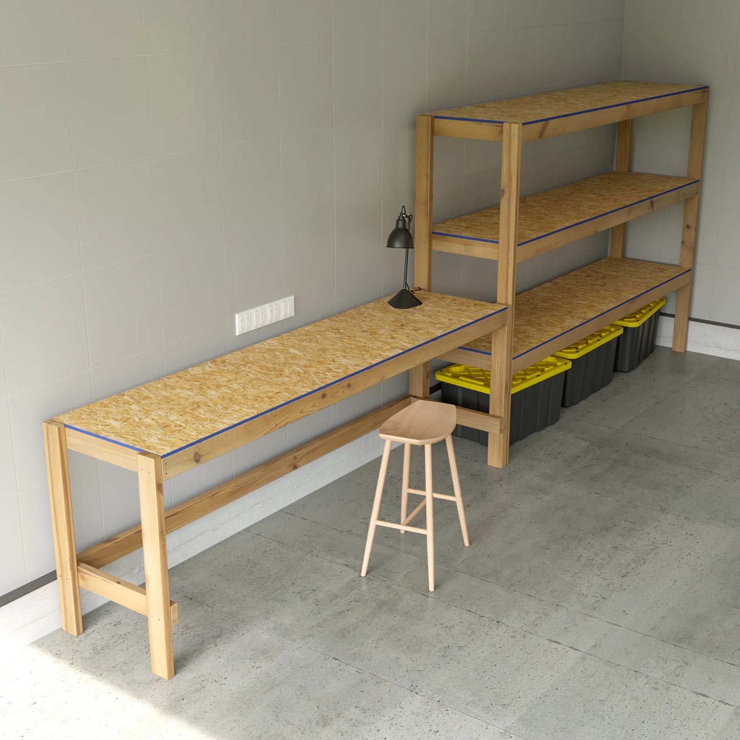 DIY Garage Shelves With Work Bench Plans (PDF Guide)