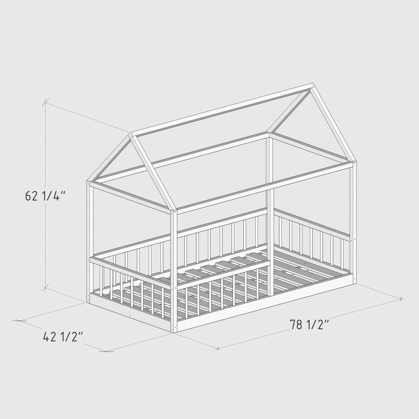 DIY, PDF, House Bed Plans, US Twin Size