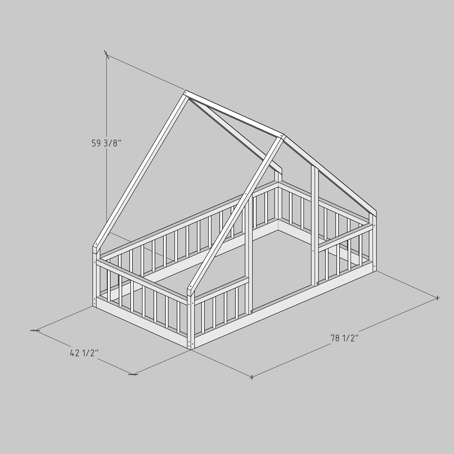 DIY, PDF, Montessori Floor House Bed Plans, US Twin Size