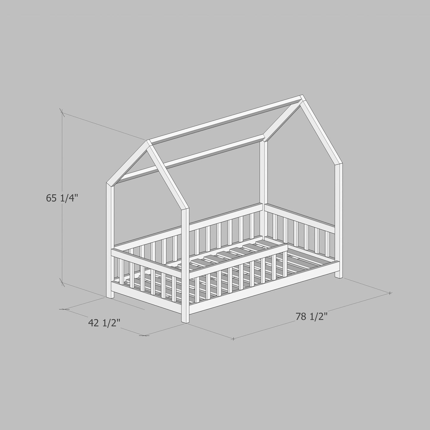 DIY, PDF, House Bed Plans, US Twin Size
