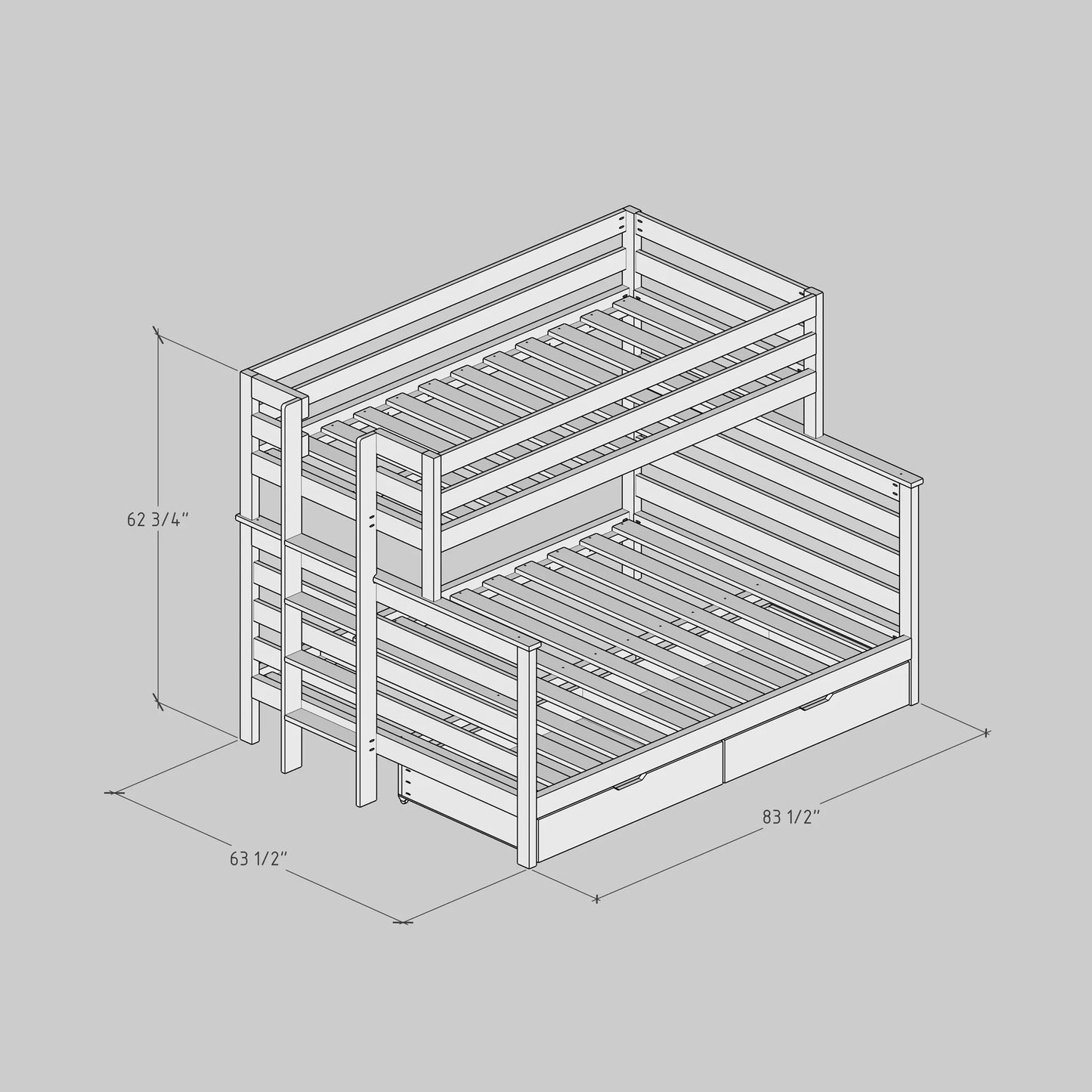 DIY, PDF, Twin XL Over Queen Bunk Bed Plans