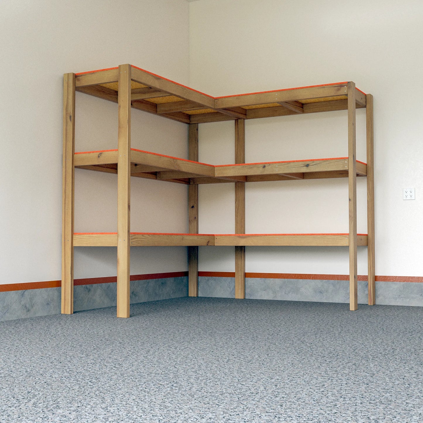 DIY L-Shaped Garage Shelves Plans (PDF Guide)