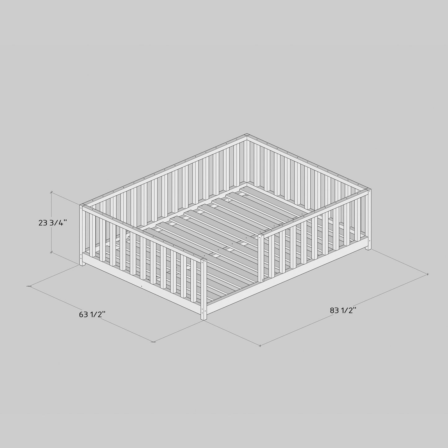DIY, PDF, Montessori Floor Bed Plans, US Queen Size