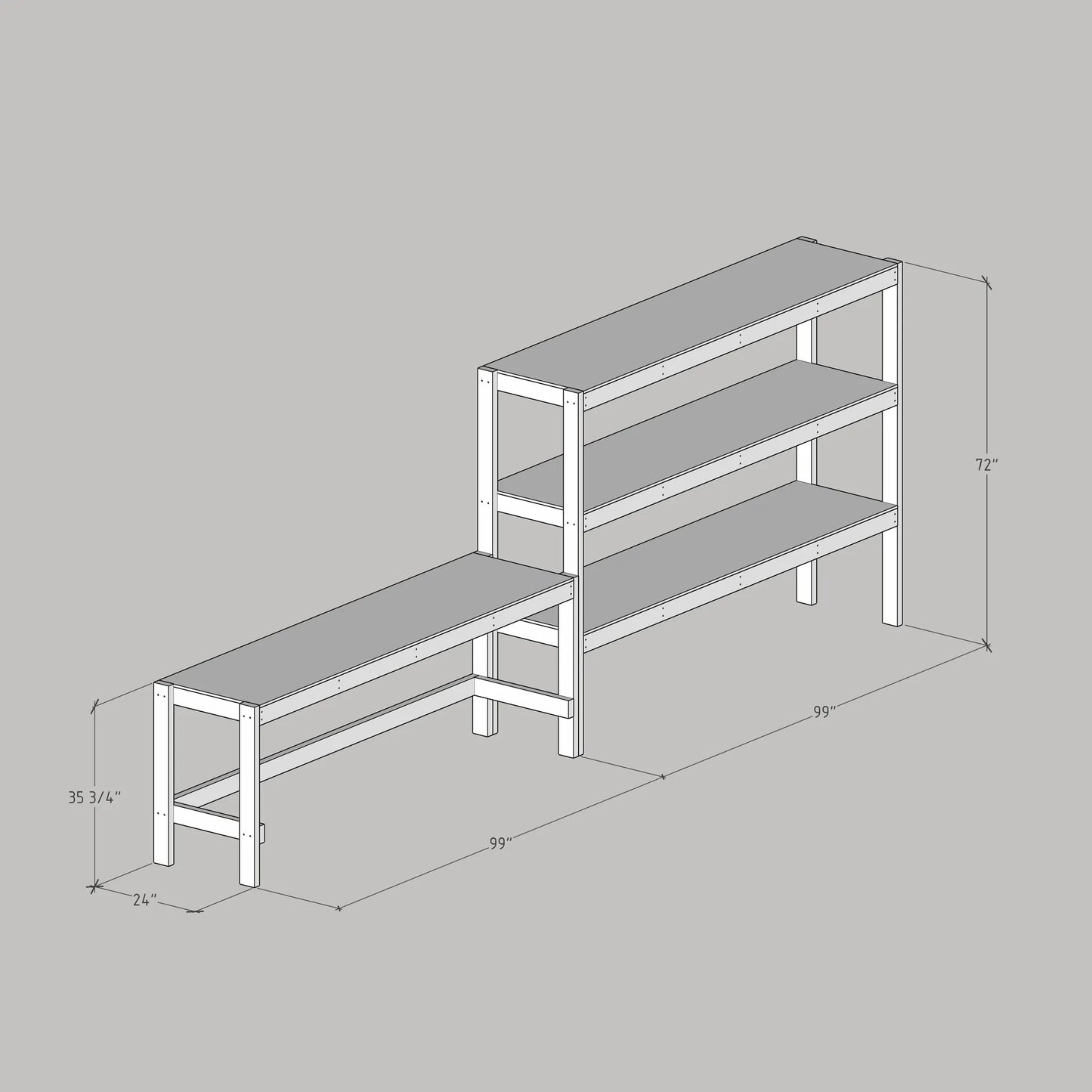 DIY Garage Shelves With Work Bench Plans (PDF Guide)