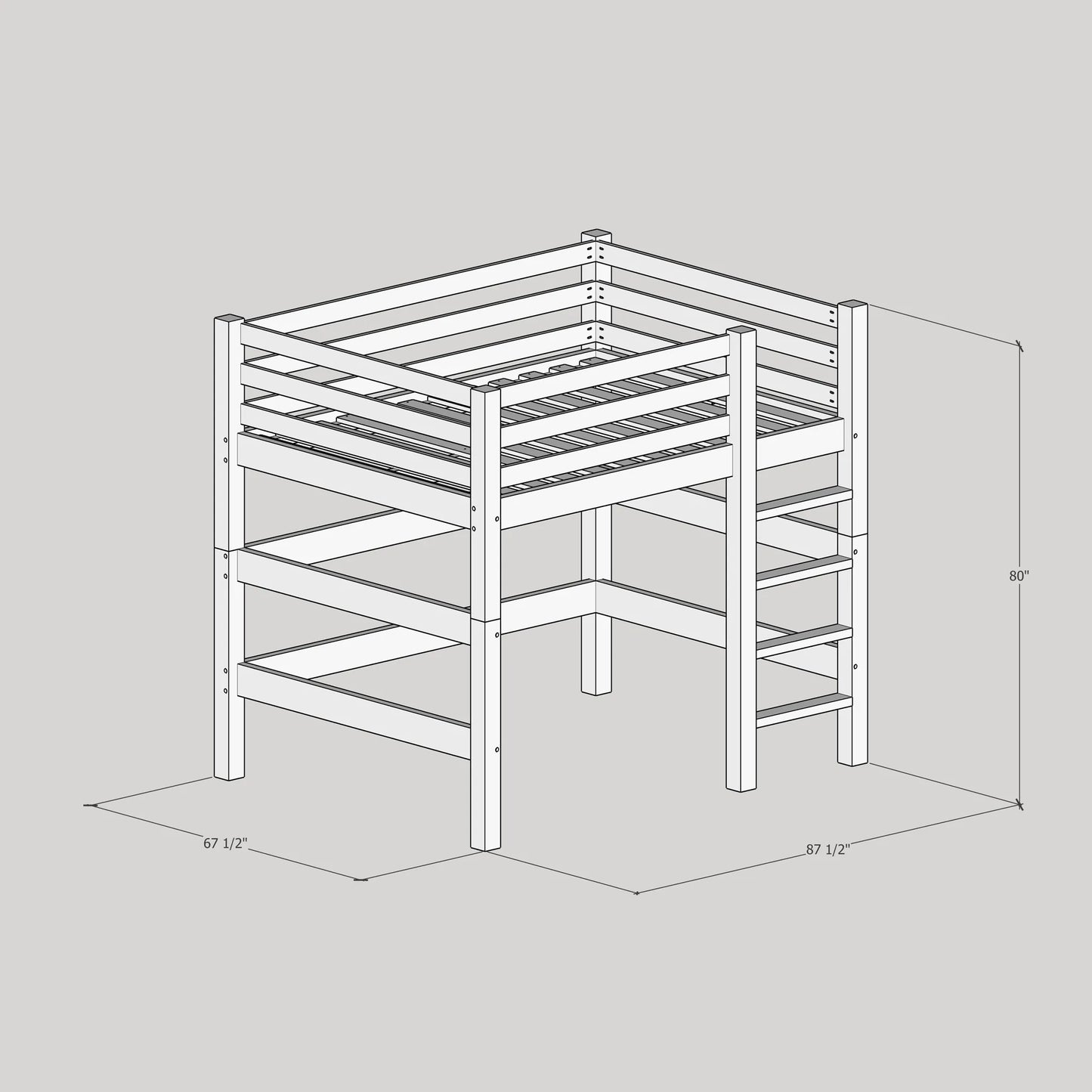 DIY, PDF, Loft Bed Plans, US Queen Size