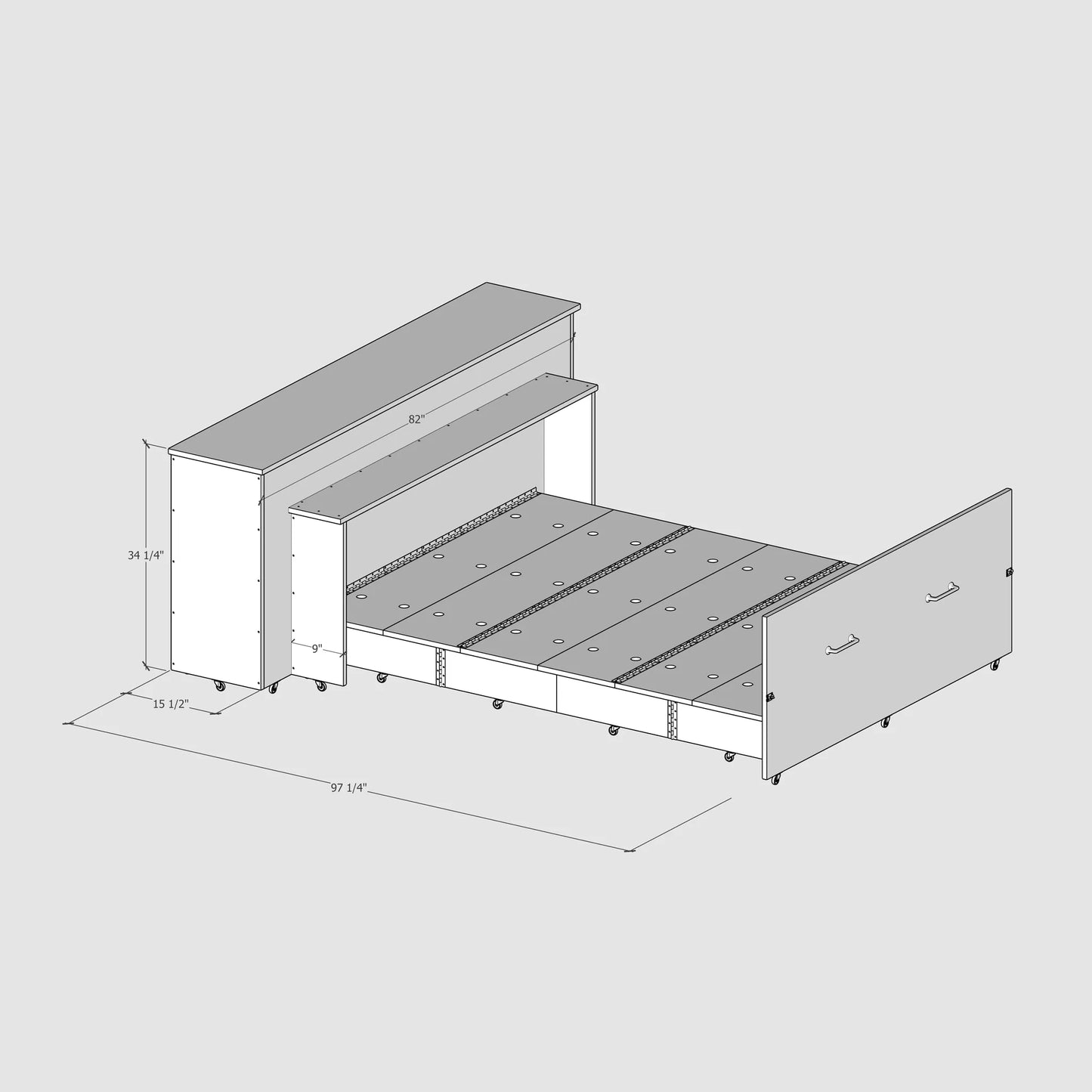DIY, PDF, Folding Bed Plans, Roll Out Bed, US Queen Size