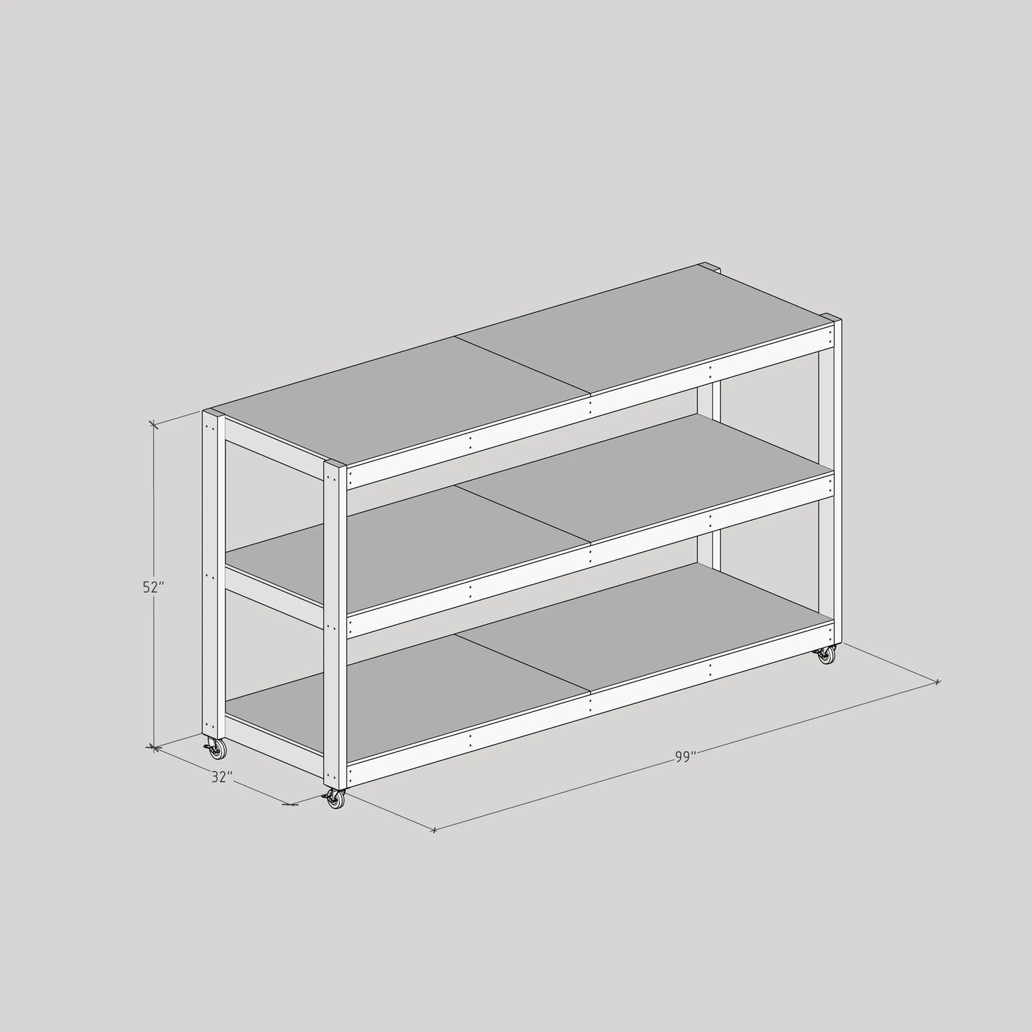 DIY 32x96 Movable Garage Shelves Plans (PDF Guide)