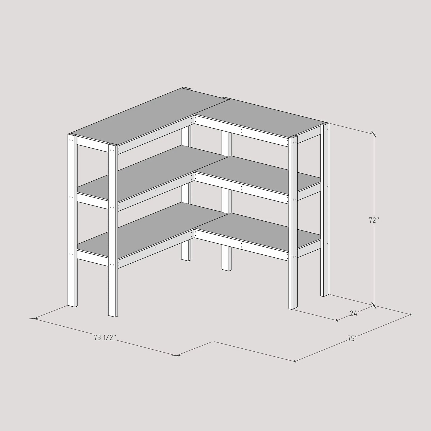 DIY L-Shaped Garage Shelves Plans (PDF Guide)