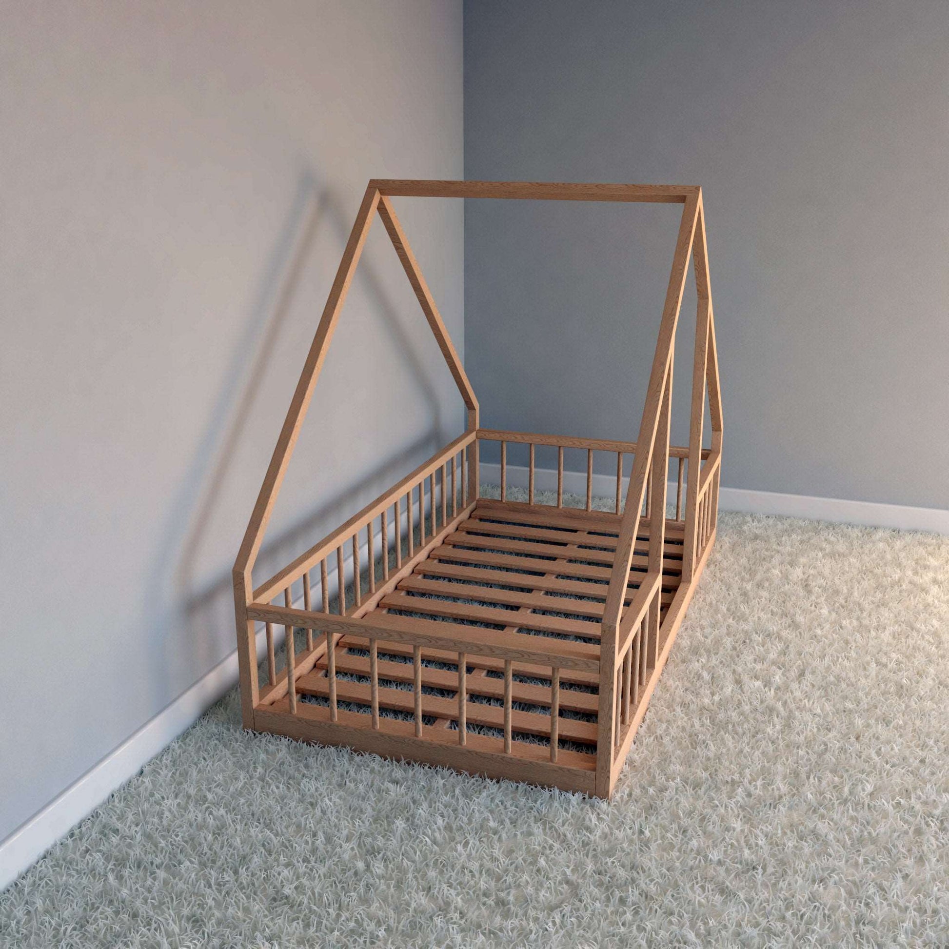 DIY, PDF, Montessori Floor House Bed Plans, US Twin Size