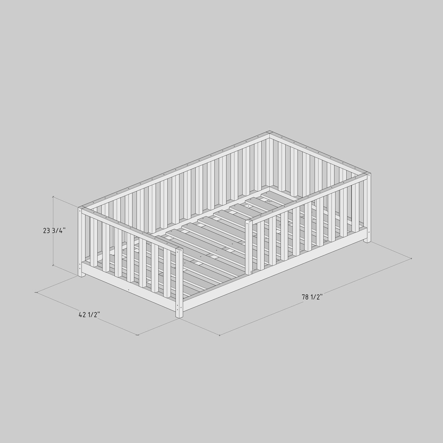 DIY, PDF, Montessori Floor Bed Plans, US Twin Size