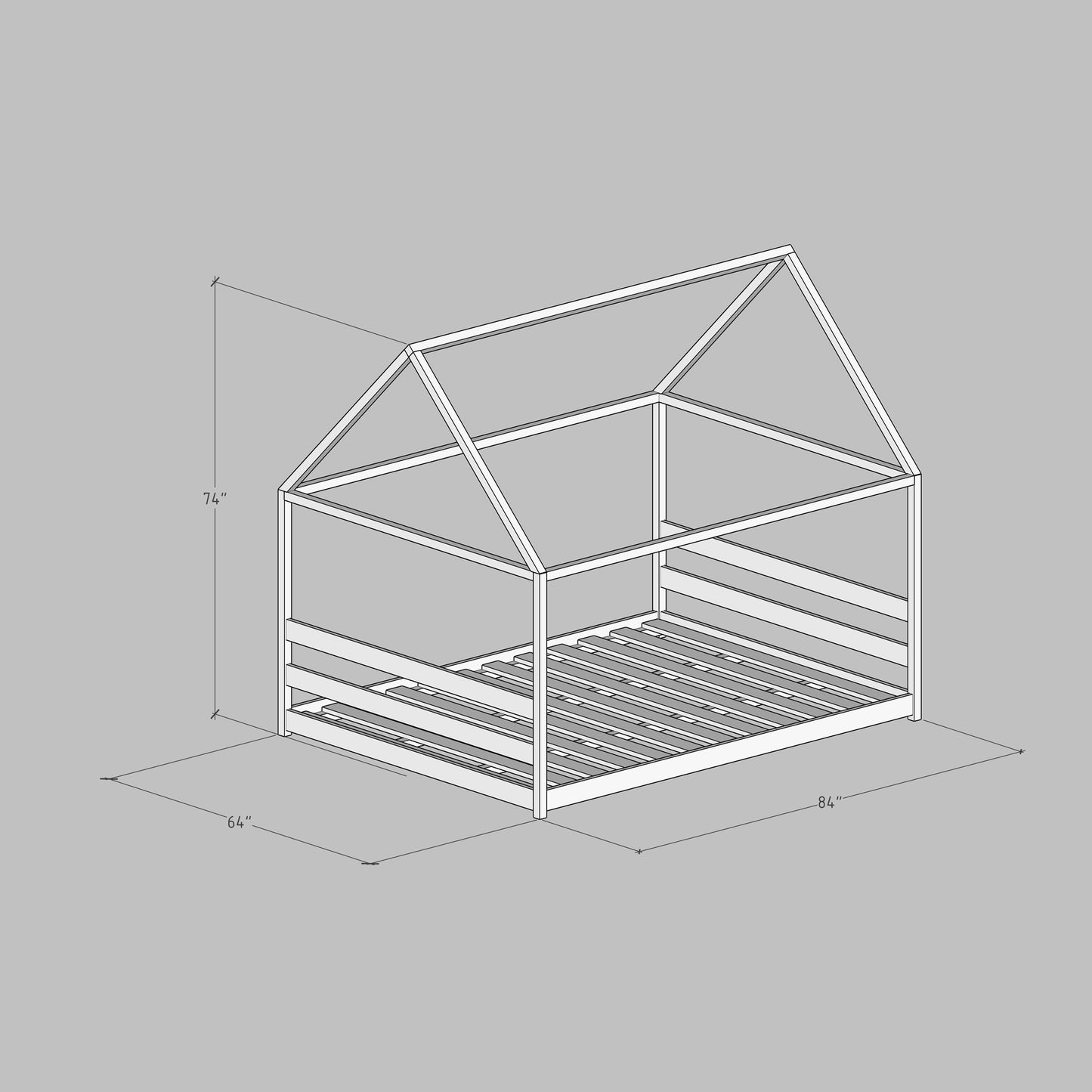 DIY, PDF, House Bed Plans, US Full Size