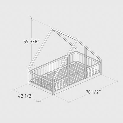 DIY, PDF, Montessori Floor House Bed Plans, US Twin Size