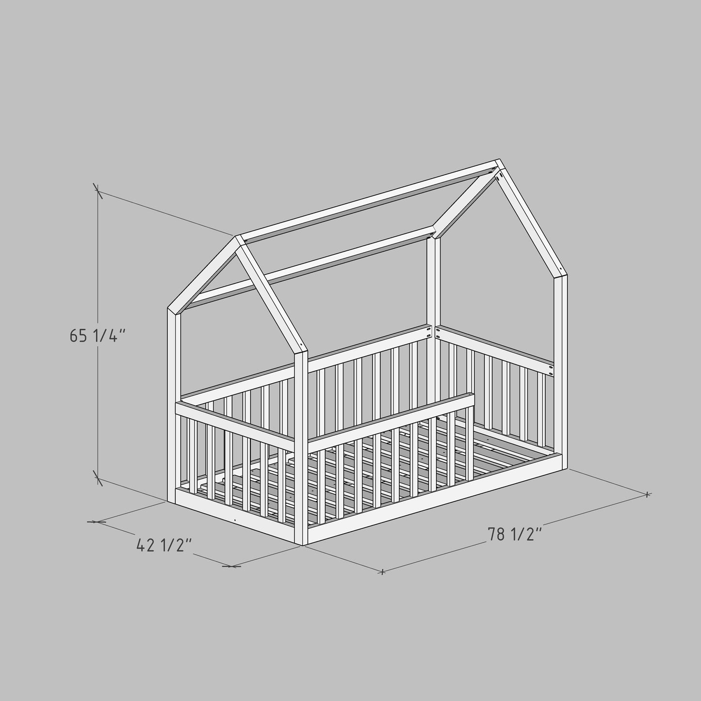 DIY, PDF, Montessori Floor House Bed Plans, US Twin Size