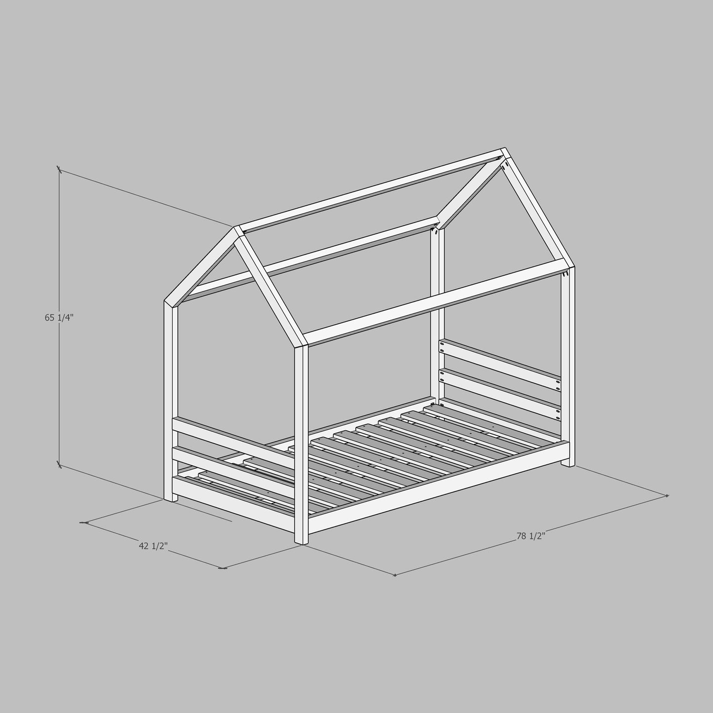 DIY, PDF, House Bed Plans, US Twin Size