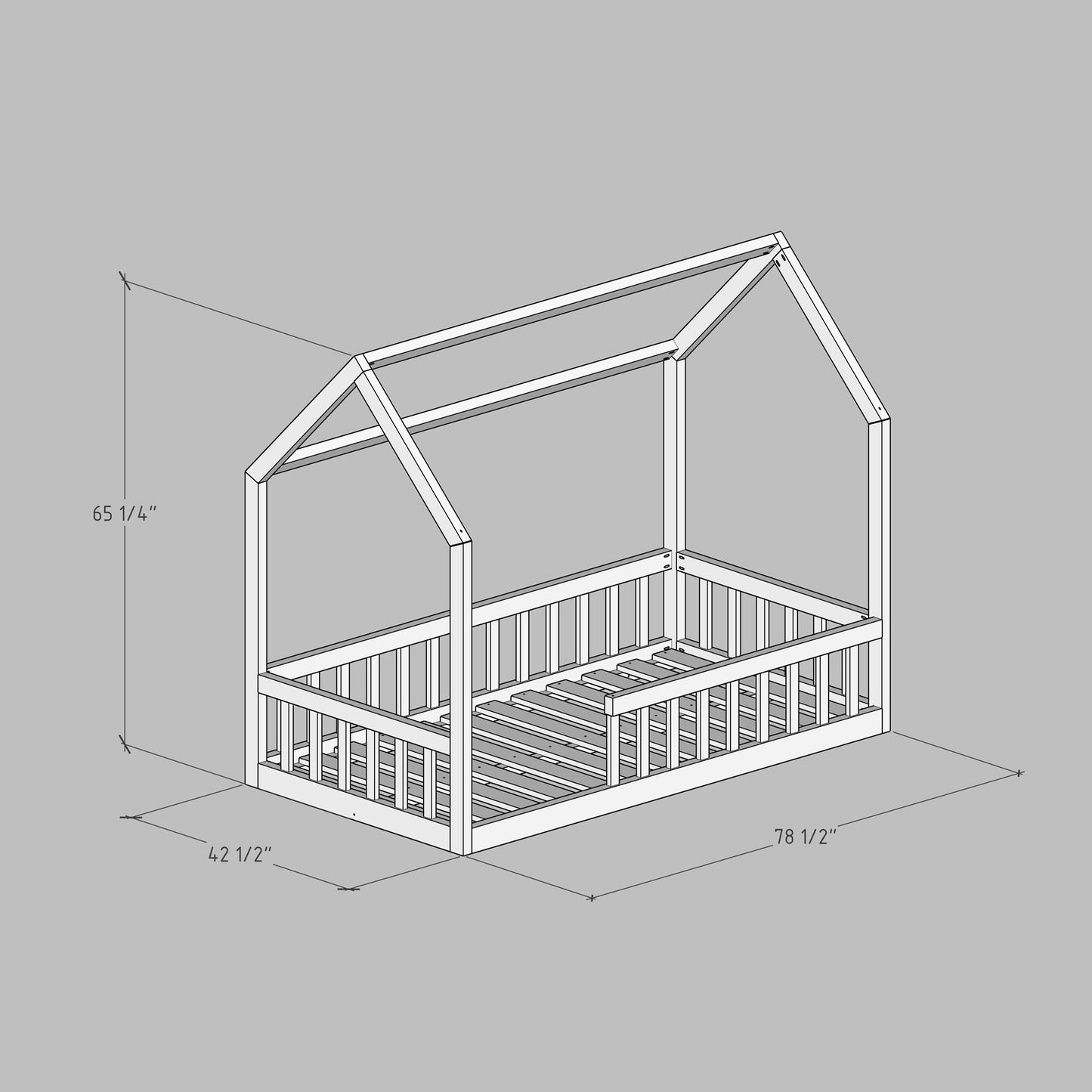 DIY, PDF, House Bed Plans, US Twin Size