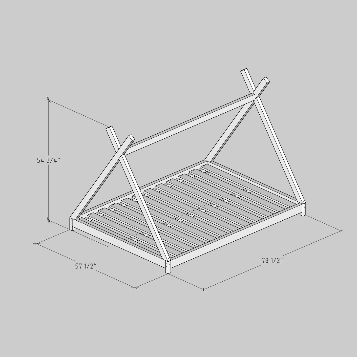 DIY, PDF, Teepee Floor Bed Plans, US Full Size