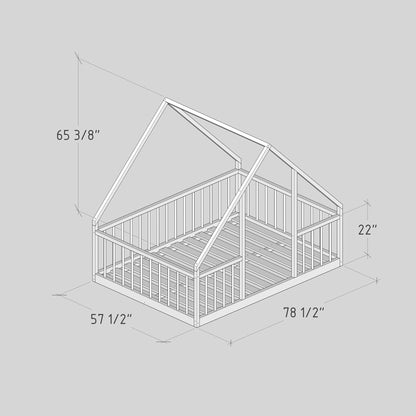 DIY, PDF, Montessori Floor House Bed Plans, US Full Size