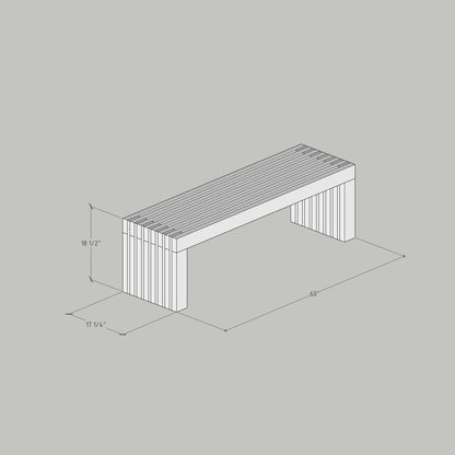 DIY, PDF, Simple Slatted Bench Plans